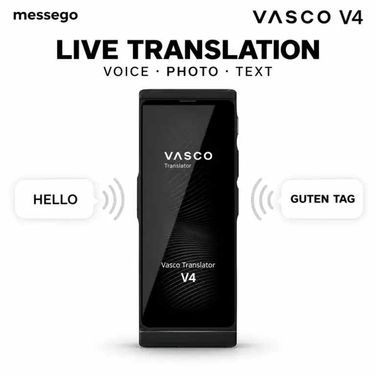 Vasco V4 AI Business Translator — 5 items, one of each; product illustration